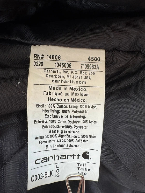 Carhartt C003 Traditional Coat Black Duck Work Jacket Blanket Lined (L Tall)