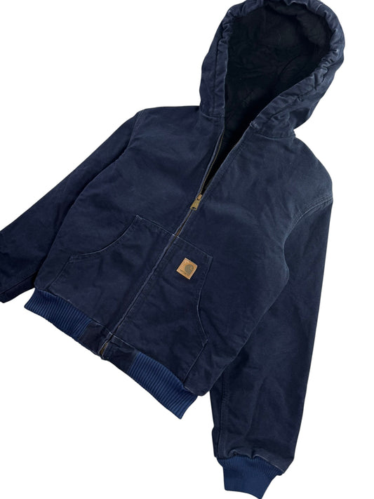 Y2K Carhartt Hooded Sandstone Active Jacket Midnight Blue YYJ130 MDT Youth L