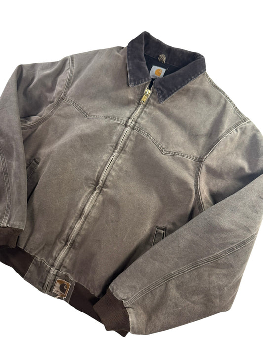 Vintage Carhartt J14 CHT Santa Fe Jacket Faded Dark Brown Quilt Lined Men's XL