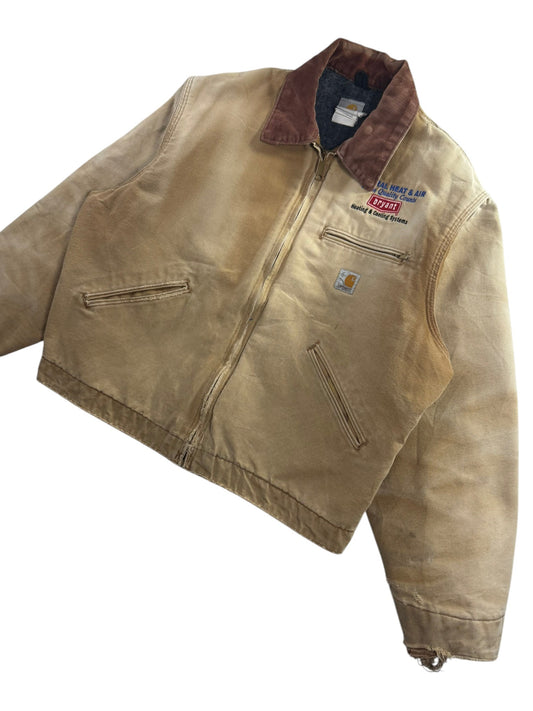 Carhartt Detroit Jacket Vintage J01 BRN 46R Made in US Blanket Lined Canvas XL