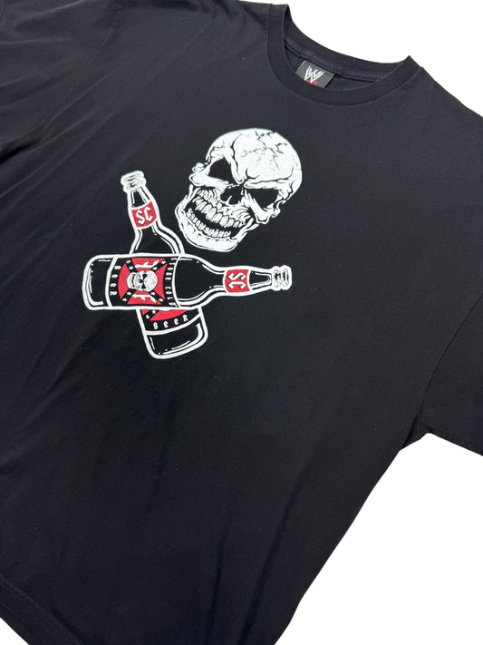 WWE Stone Cold Steve Austin “Drink Beer” Skull Graphic Tee Shirt Black (2XL)