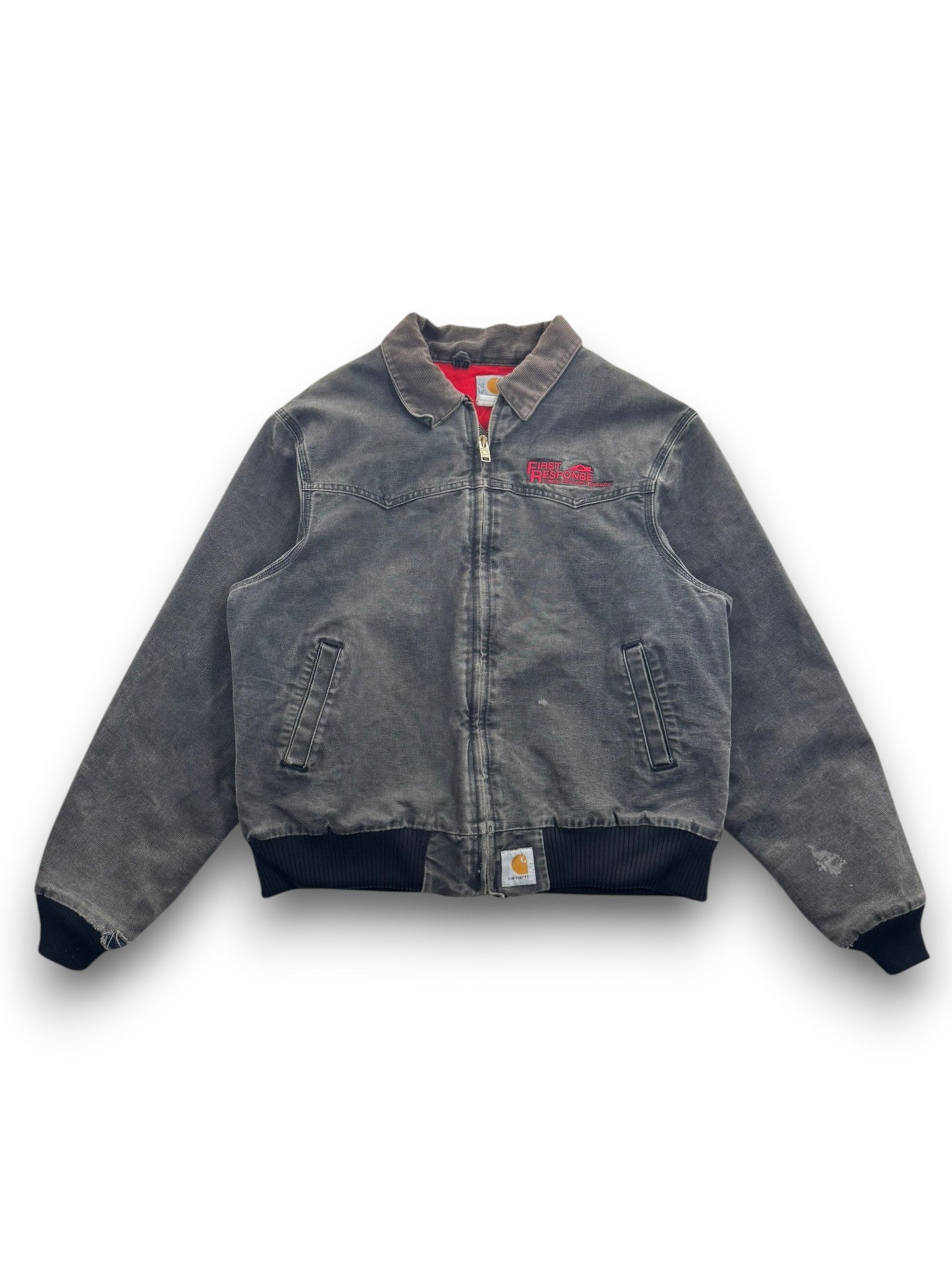 Vintage Carhartt J14 BLK Santa Fe Jacket Ruby Red Quilt Lined