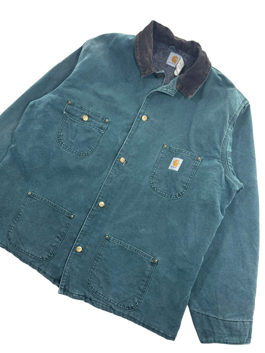 Vintage Carhartt Blanket-Lined Chore Coat Hunter Green CB2043 Mens XL Tall RARE