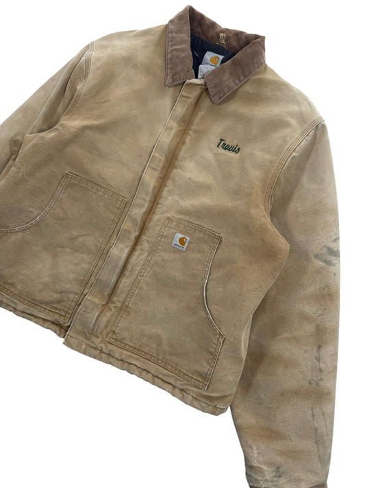 Vintage Carhartt J02 BRN Arctic Detroit Jacket Quilted Distressed Mens 46Tall XL