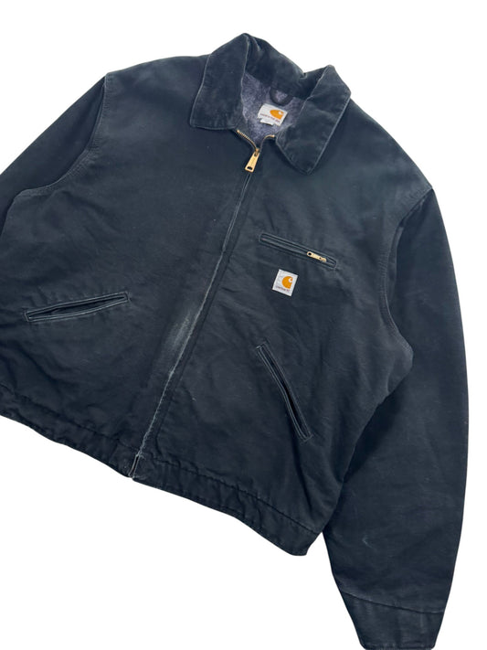 Carhartt J01 BLK Detroit Jacket Duck Canvas Made In USA 2016 Blanket Lined XL