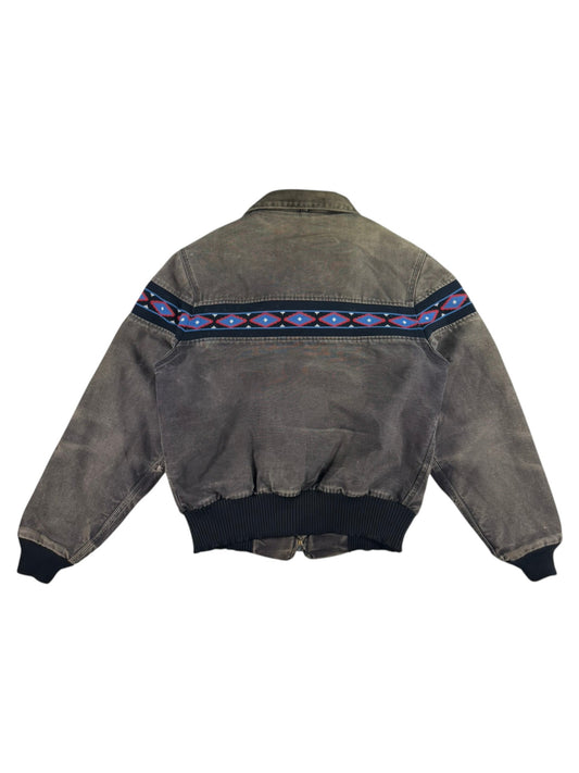 Faded Carhartt JQ035 Southwest Aztec Jacket Ruby Quilted Flannel 90s Sz M RARE