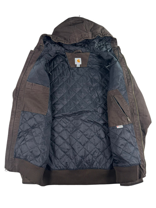Carhartt Canvas Insulated Brown Active Jacket 104050 DKB Men's Size Large Tall