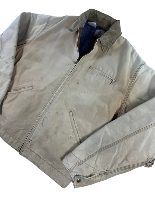 Vintage Carhartt Detroit Jacket J6BLJ Faded Distressed Brown Blanket Lined Men's L