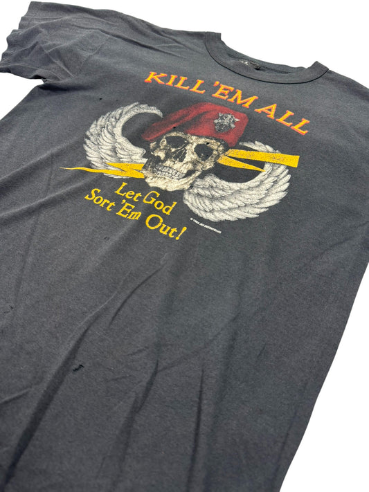 Fader Vintage 1896 Kill ’Em All Skull Single Stitch Jesus Tee (L)