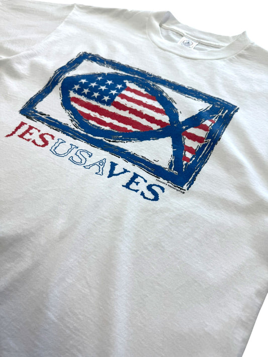 Vintage “Jesus Saves” USA Fish Graphic Tee (L)
