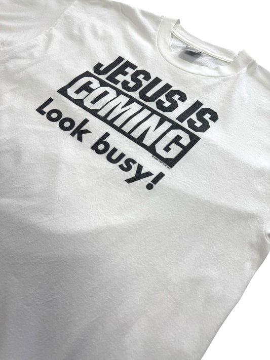 Vintage Single Stitch JESUS IS COMING - Look busy! Graphic Tee (L)