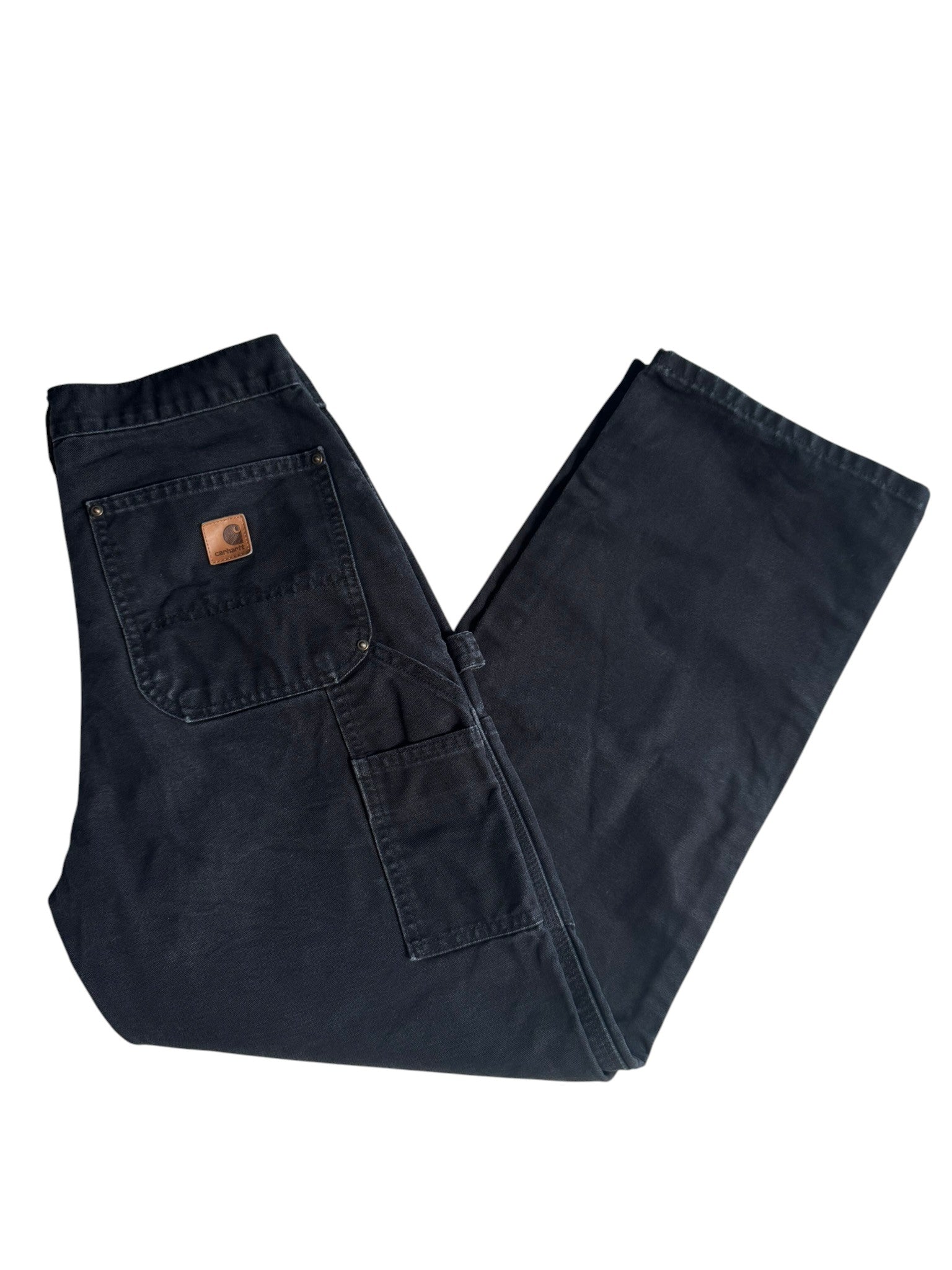 Carhartt B136 BLK Duck Canvas Double Front Work Pants Black 31x32