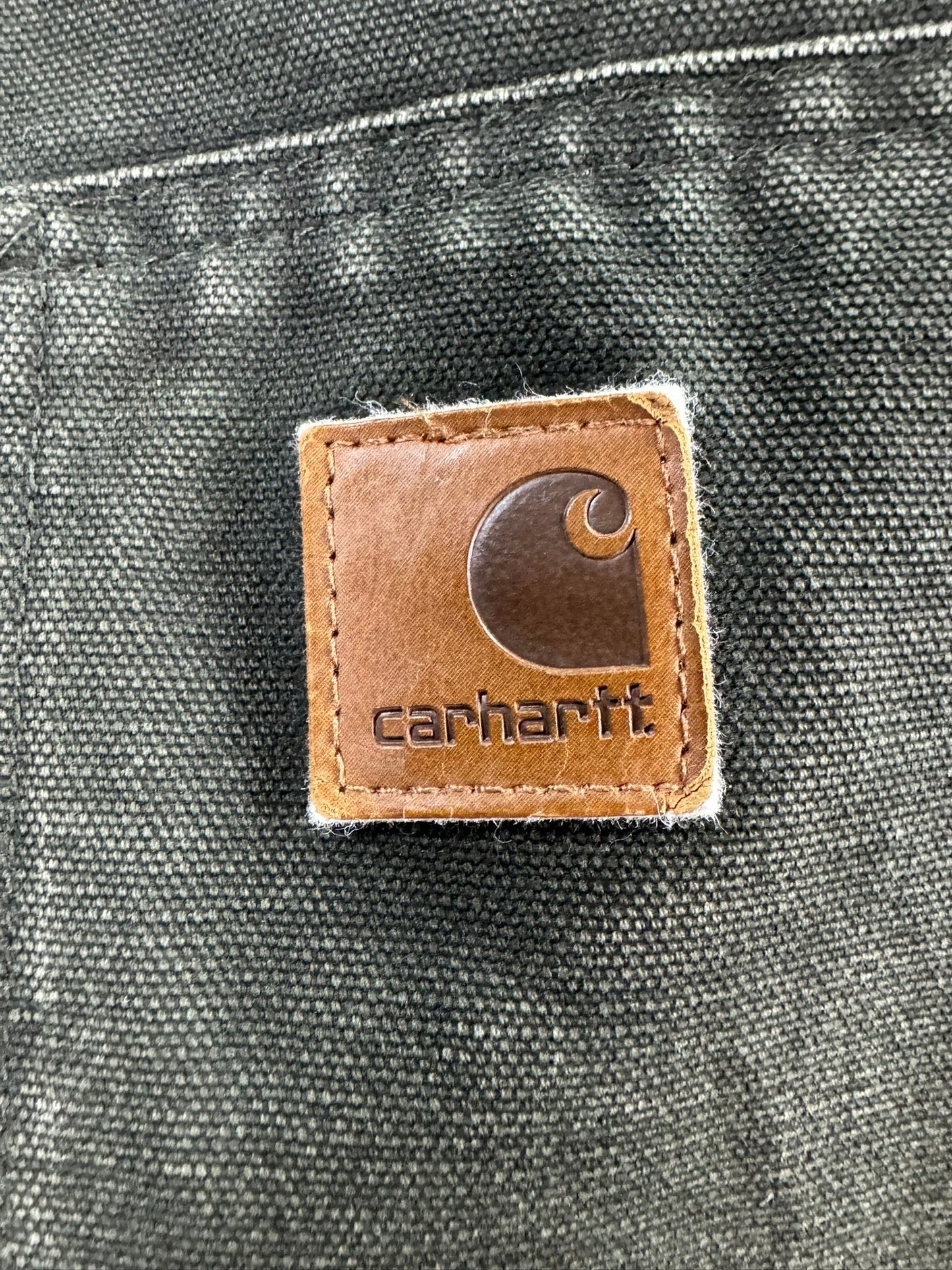 Faded Carhartt J22 MOS Quilt Lined Duck Canvas Detroit Cut Jacket Size XL Green