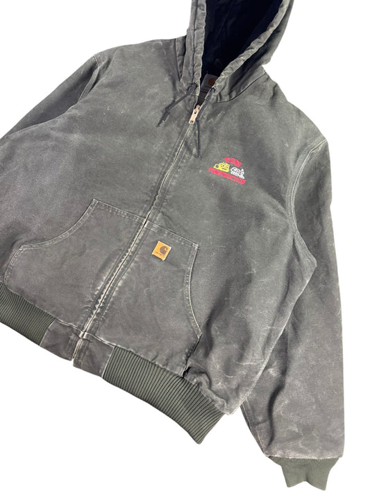 Vintage Carhartt J130 MOS Hooded Active Jacket Duck Canvas Moss Green Men's 2XL