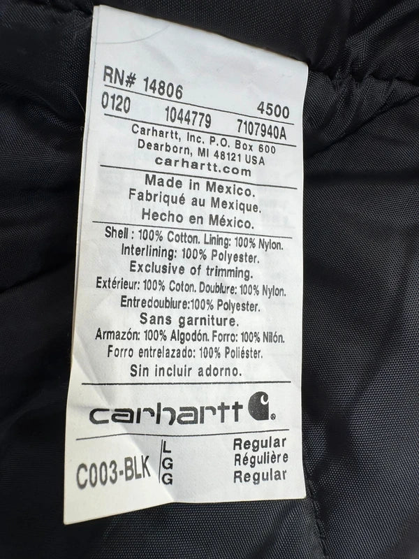 Carhartt C003 BLK Duck Insulated Traditional Coat Field Jacket Size Large