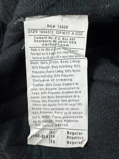 Carhartt J140 BLK Duck Active Jacket Black USA Made Union Tag Size XL