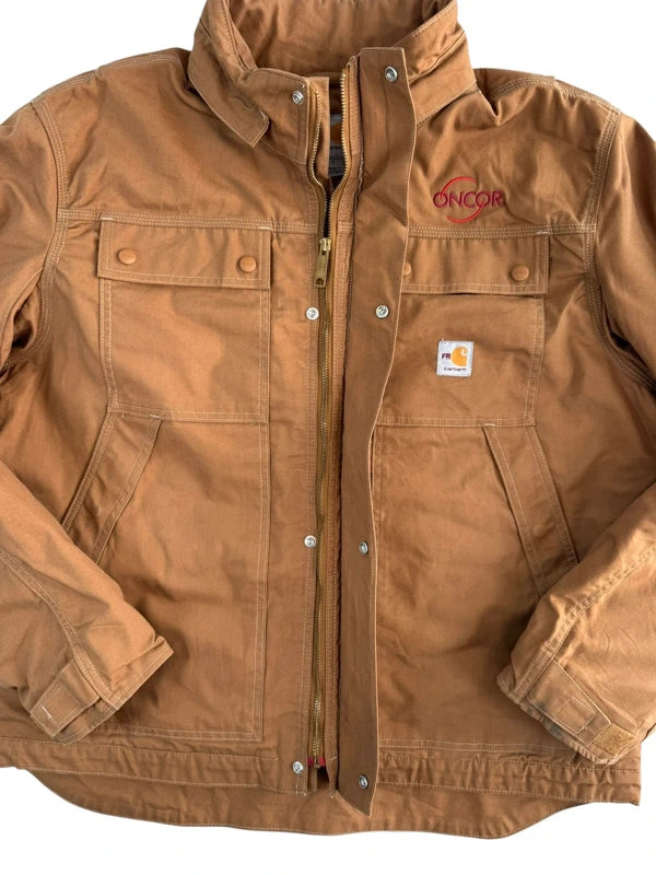 Carhartt FR Full Swing Quick Duck Flame Resistant Work Jacket Men's Large Brown