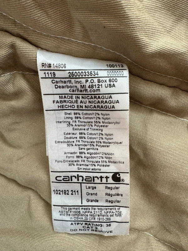 Carhartt FR Full Swing Quick Duck Flame Resistant Work Jacket Men's Large Brown