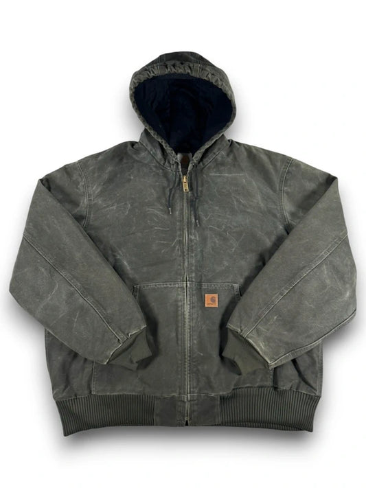 Vintage Carhartt J130 MOS Hooded Active Jacket, Moss Green, Large (CB1021)