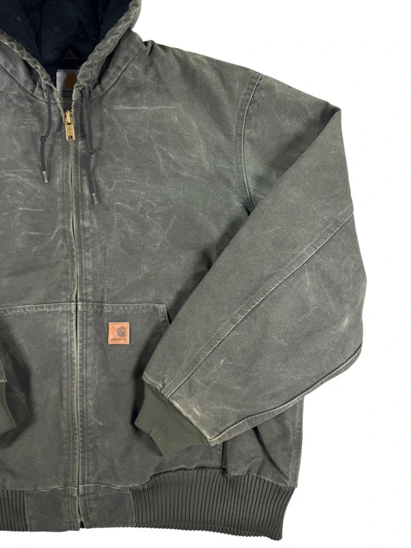 Vintage Carhartt J130 MOS Hooded Active Jacket, Moss Green, Large (CB1021)