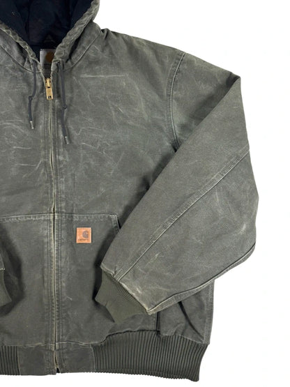 Vintage Carhartt J130 MOS Hooded Active Jacket, Moss Green, Large (CB1021)
