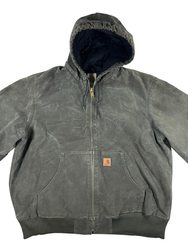 Vintage Carhartt J130 MOS Hooded Active Jacket, Moss Green, Large (CB1021)