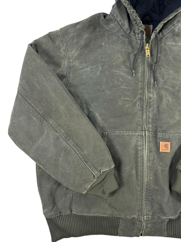 Vintage Carhartt J130 MOS Hooded Active Jacket, Moss Green, Large (CB1021)