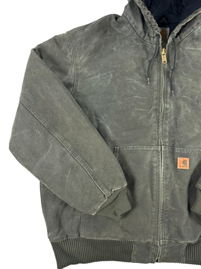 Vintage Carhartt J130 MOS Hooded Active Jacket, Moss Green, Large (CB1021)
