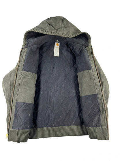 Vintage Carhartt J130 MOS Hooded Active Jacket, Moss Green, Large (CB1021)
