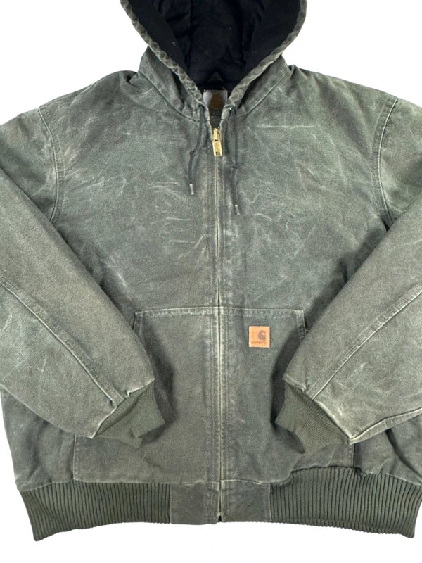 Vintage Carhartt J130 MOS Hooded Active Jacket, Moss Green, Large (CB1021)