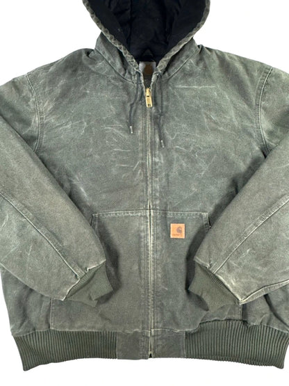 Vintage Carhartt J130 MOS Hooded Active Jacket, Moss Green, Large (CB1021)