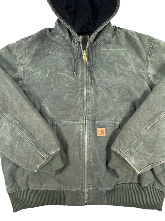 Vintage Carhartt J130 MOS Hooded Active Jacket, Moss Green, Large (CB1021)