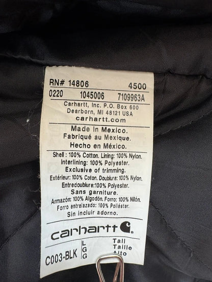 Carhartt C003 Traditional Coat Black Duck Work Jacket Blanket Lined (L Tall)