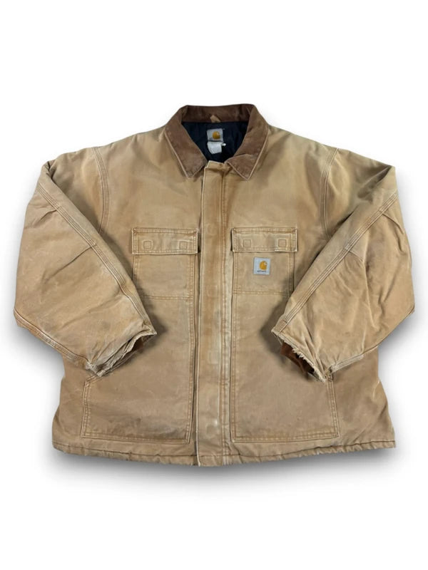 Vintage Carhartt C03 Faded Brown Quilt Lined Duck Canvas Men's Coat  Size XXL