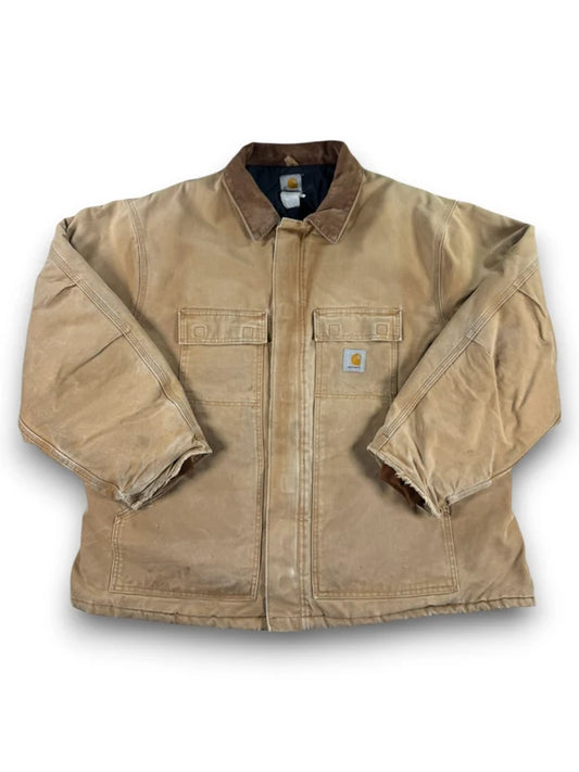 Vintage Carhartt C03 Faded Brown Quilt Lined Duck Canvas Men's Coat  Size XXL