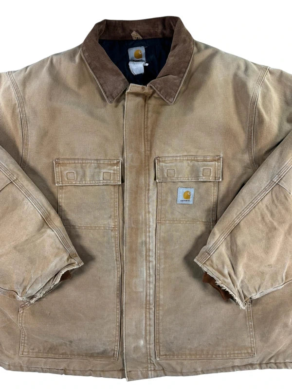 Vintage Carhartt C03 Faded Brown Quilt Lined Duck Canvas Men's Coat  Size XXL