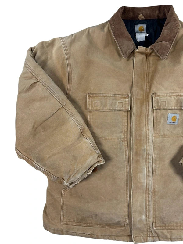 Vintage Carhartt C03 Faded Brown Quilt Lined Duck Canvas Men's Coat  Size XXL