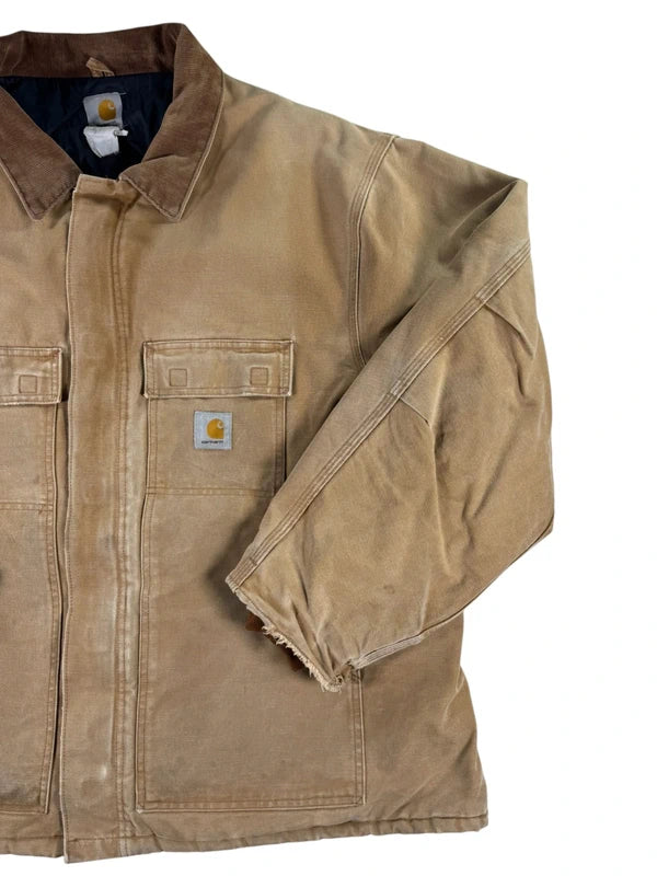 Vintage Carhartt C03 Faded Brown Quilt Lined Duck Canvas Men's Coat  Size XXL