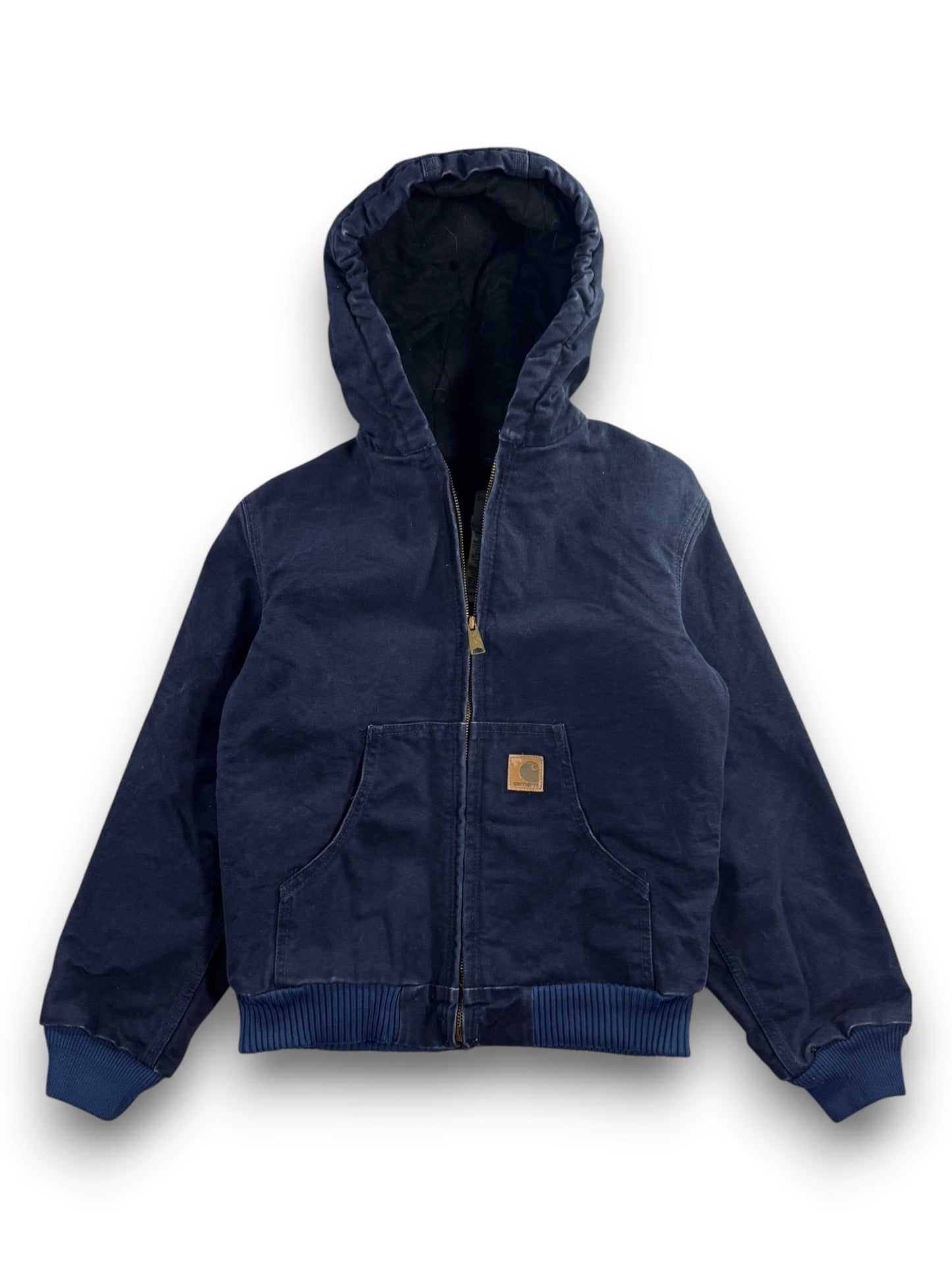 Y2K Carhartt Hooded Sandstone Active Jacket Midnight Blue YYJ130 MDT Youth L