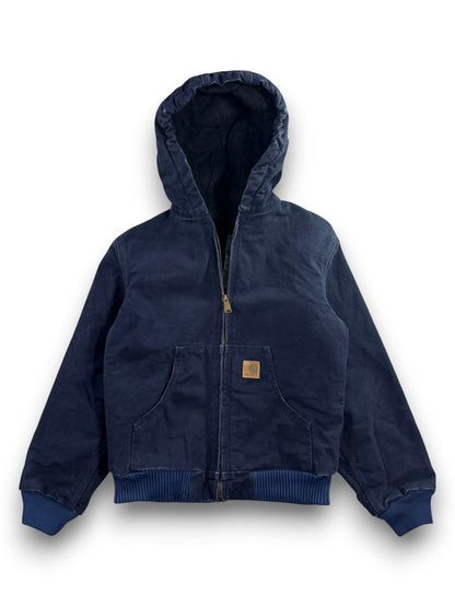 Y2K Carhartt Hooded Sandstone Active Jacket Midnight Blue YYJ130 MDT Youth L