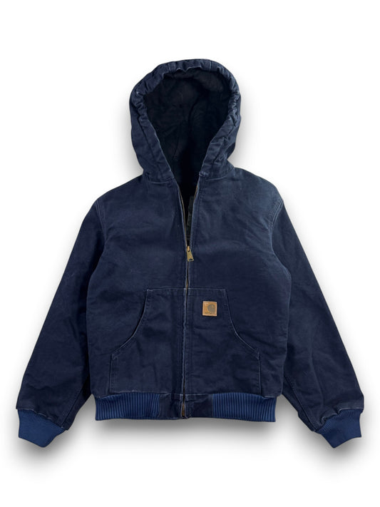 Y2K Carhartt Hooded Sandstone Active Jacket Midnight Blue YYJ130 MDT Youth L