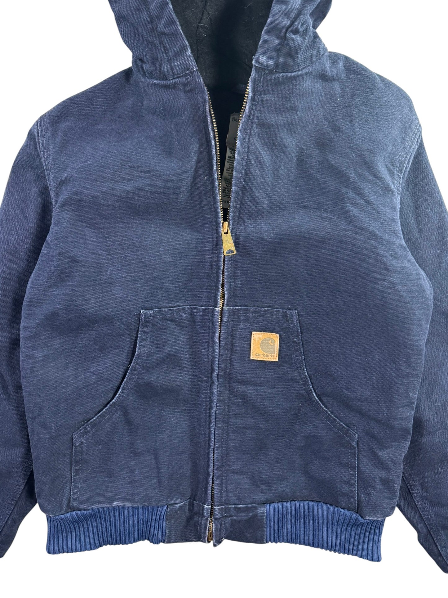 Y2K Carhartt Hooded Sandstone Active Jacket Midnight Blue YYJ130 MDT Youth L
