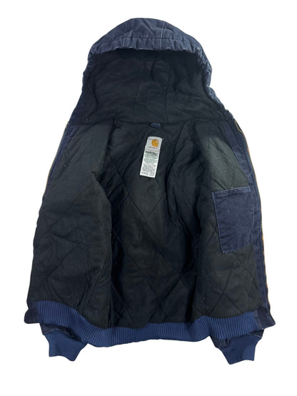 Y2K Carhartt Hooded Sandstone Active Jacket Midnight Blue YYJ130 MDT Youth L