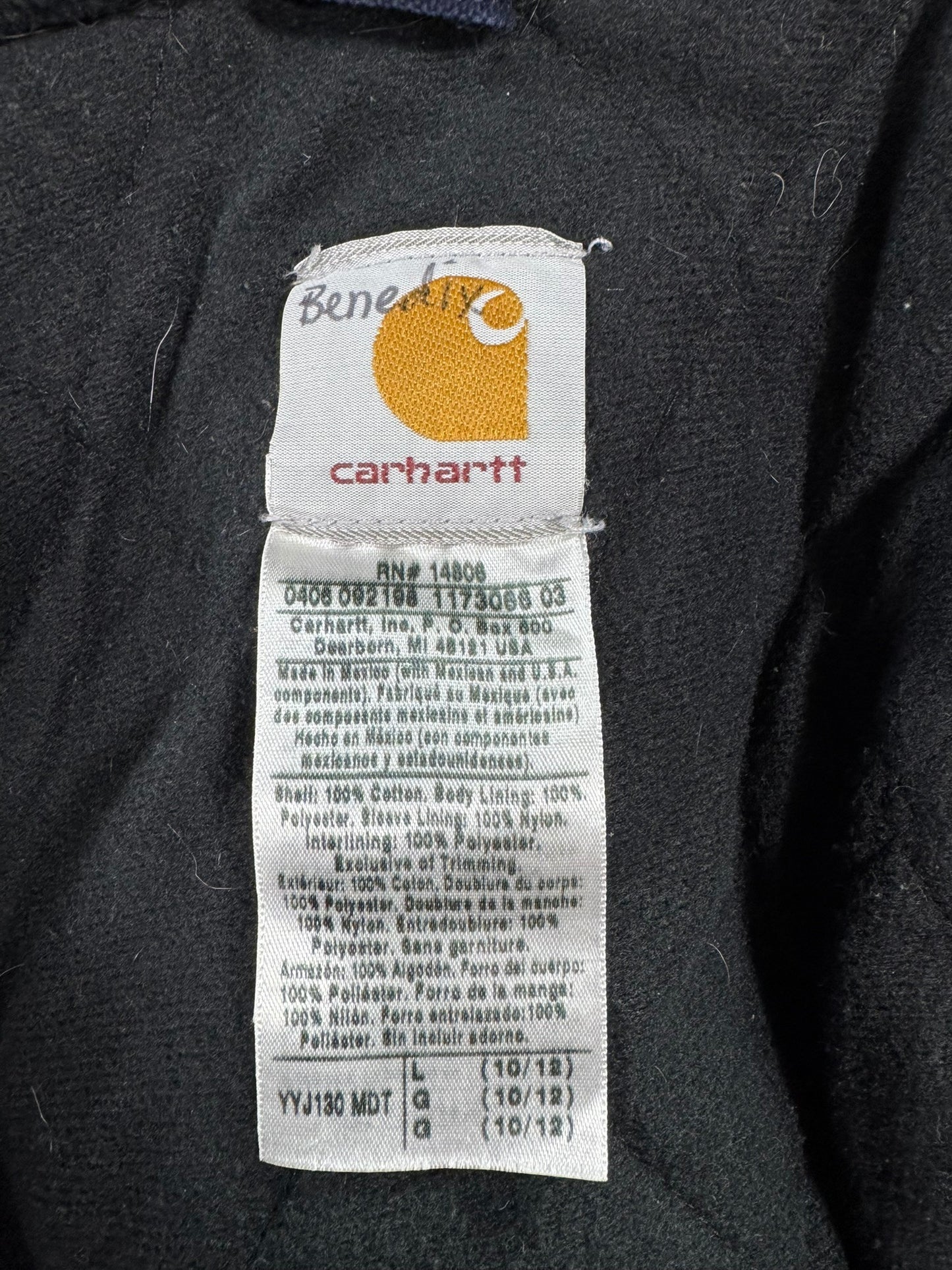 Y2K Carhartt Hooded Sandstone Active Jacket Midnight Blue YYJ130 MDT Youth L