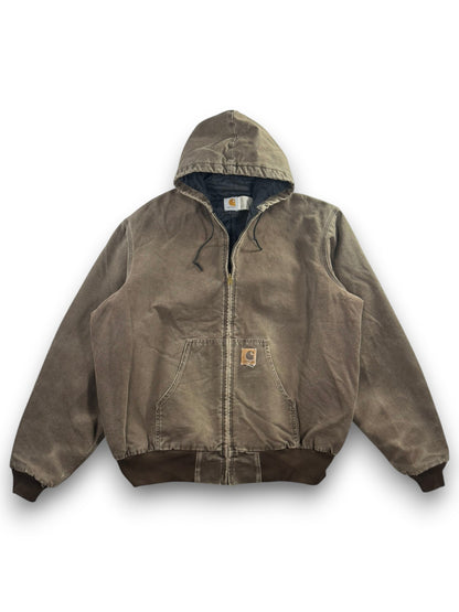 VTG Carhartt JQ382 DKB Active Jacket 2XL Tall Quilted Lined Distressed Faded 90s