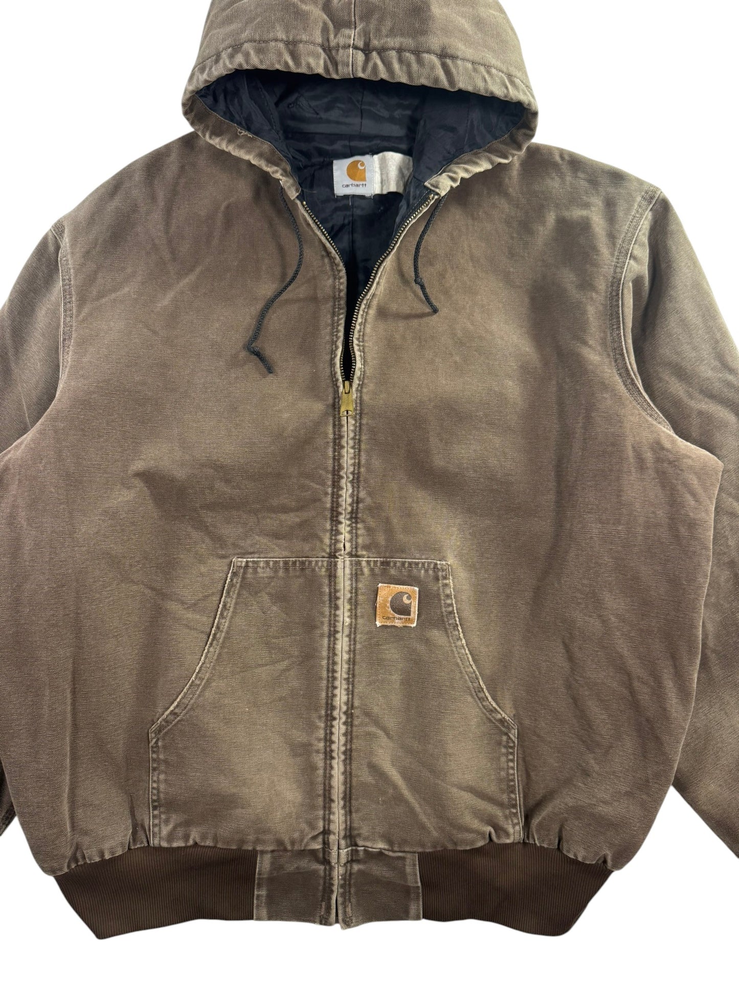 VTG Carhartt JQ382 DKB Active Jacket 2XL Tall Quilted Lined Distressed Faded 90s