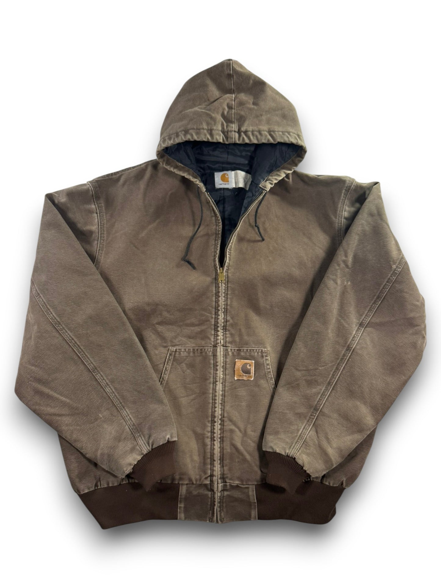 VTG Carhartt JQ382 DKB Active Jacket 2XL Tall Quilted Lined Distressed Faded 90s