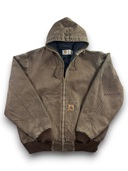 VTG Carhartt JQ382 DKB Active Jacket 2XL Tall Quilted Lined Distressed Faded 90s