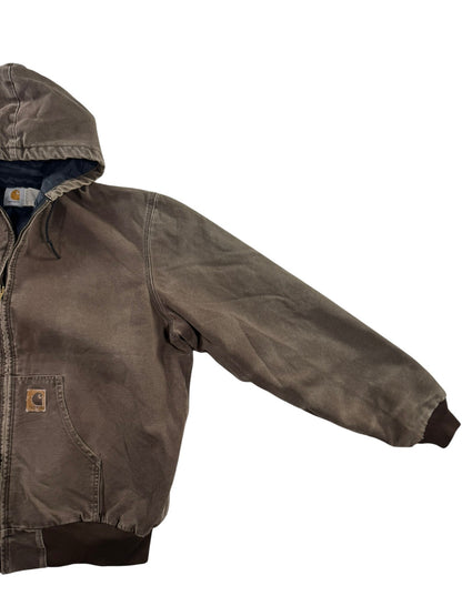VTG Carhartt JQ382 DKB Active Jacket 2XL Tall Quilted Lined Distressed Faded 90s