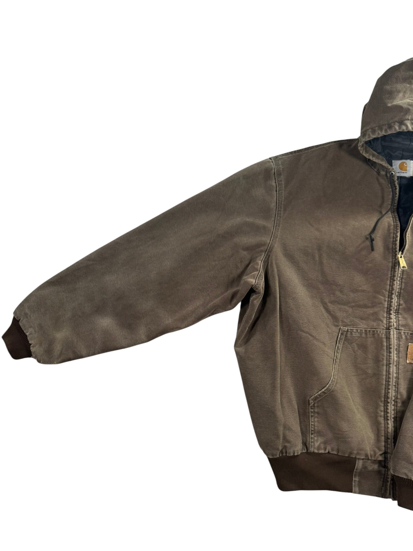 VTG Carhartt JQ382 DKB Active Jacket 2XL Tall Quilted Lined Distressed Faded 90s